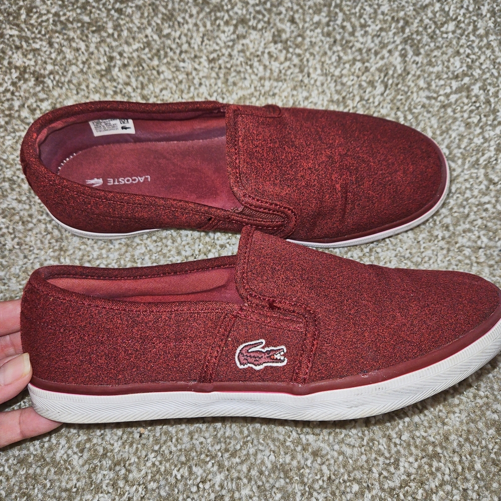 Lacoste Red Canvas Slip-Ons